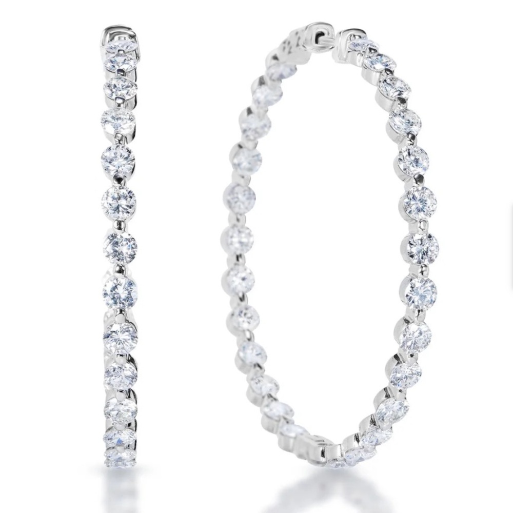 Cz sterling silver hoop earrings